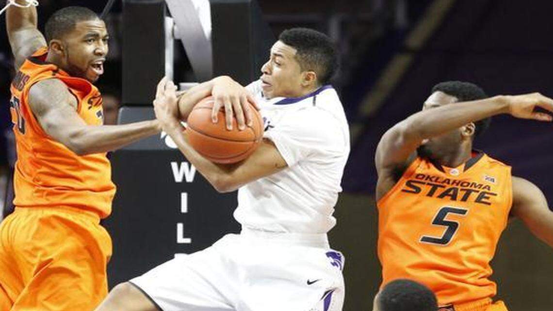 
Justin Edwards (center) came through with a nice game on Saturday against Oklahoma State. He had 14 points, three rebounds, three assists and three steals.


