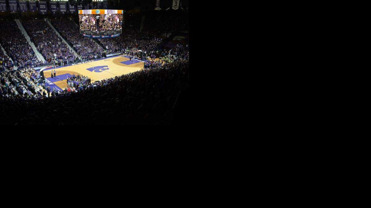 
A rendering of what the new center-court videoboard will look like in Bramlage Coliseum this fall.
