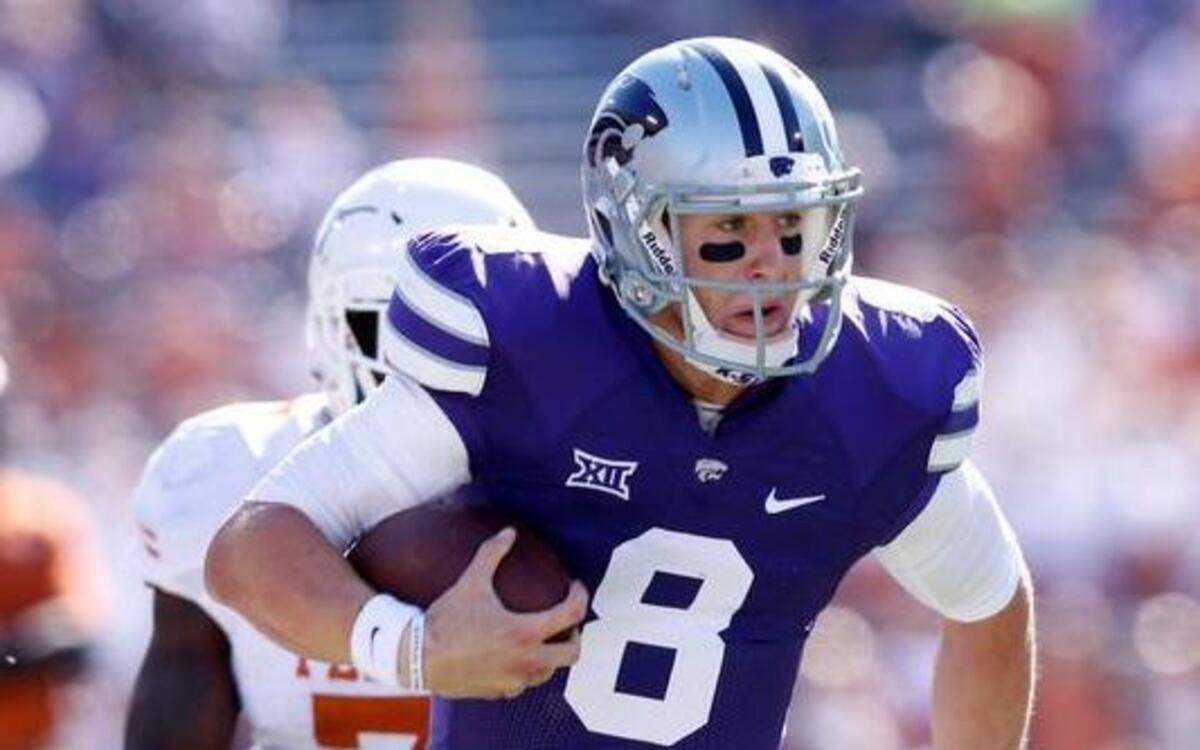 
K-State quarterback Joe Hubener runs for 20 yards late in the game against Texas in October. 

