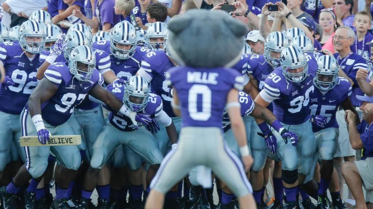 The Kansas State Wildcats prepare to take the field at Bill Snyder Family Stadium.