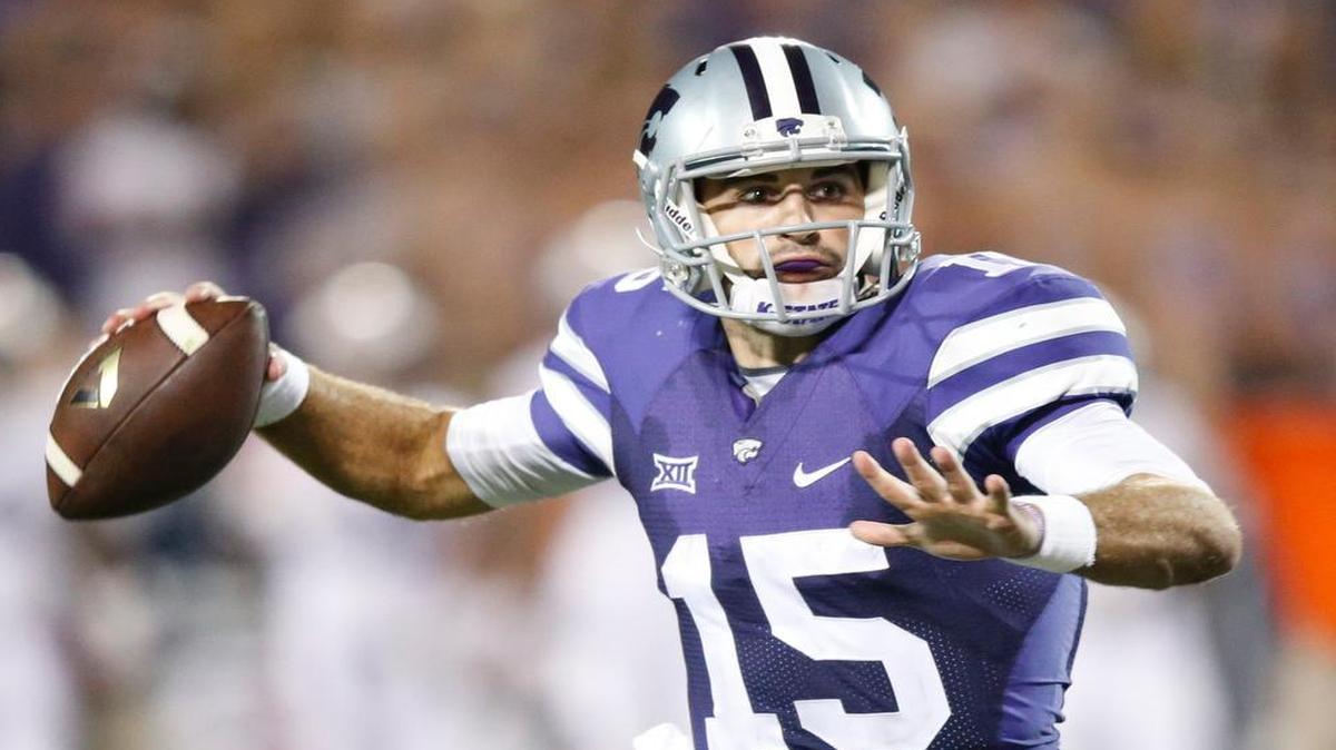 
K-State quarterback Jake Waters will reunite with Tyler Lockett, his former receiver, in the NFL (September 18, 2014)
