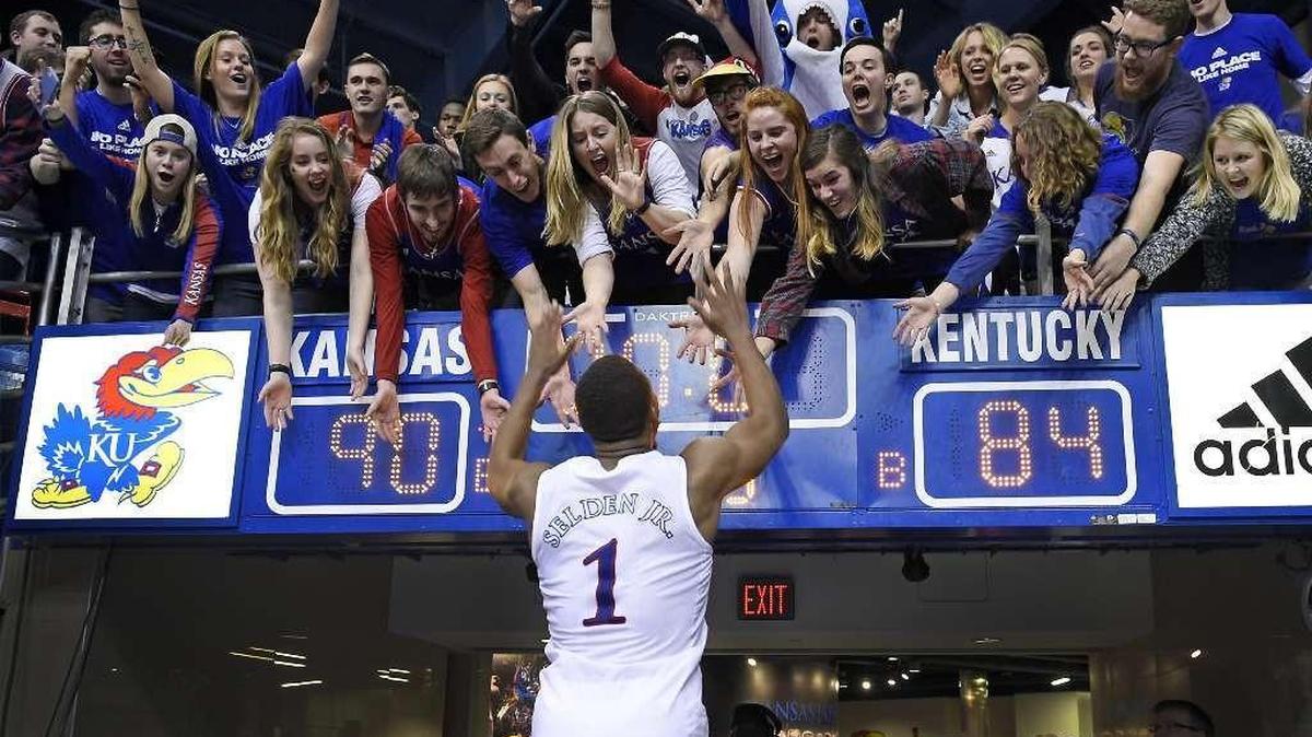 Wayne Selden received congratulations from Kansas fans Saturday after he scored 33 points against Kentucky.