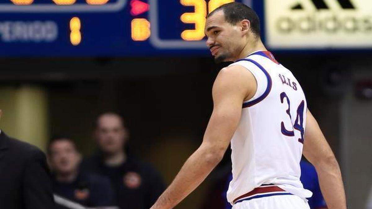 
KU's Perry Ellis walks off the court after being injured late in the first half of Tuesday night's game at Allen Fieldhouse.
