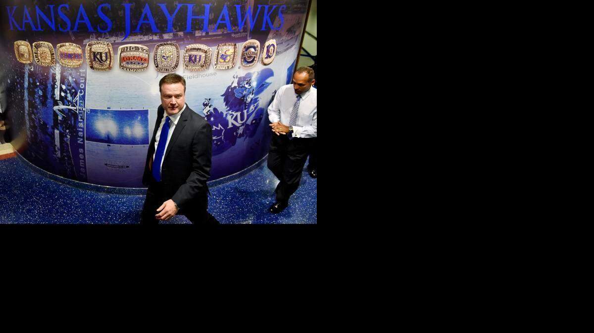 
Kansas coach Bill Self exited the Jayhawks locker room and headed for the court Tuesday night as the Jayhawks take on West Virginia. If victorius, KU would win the Big 12 Conference title outright.
