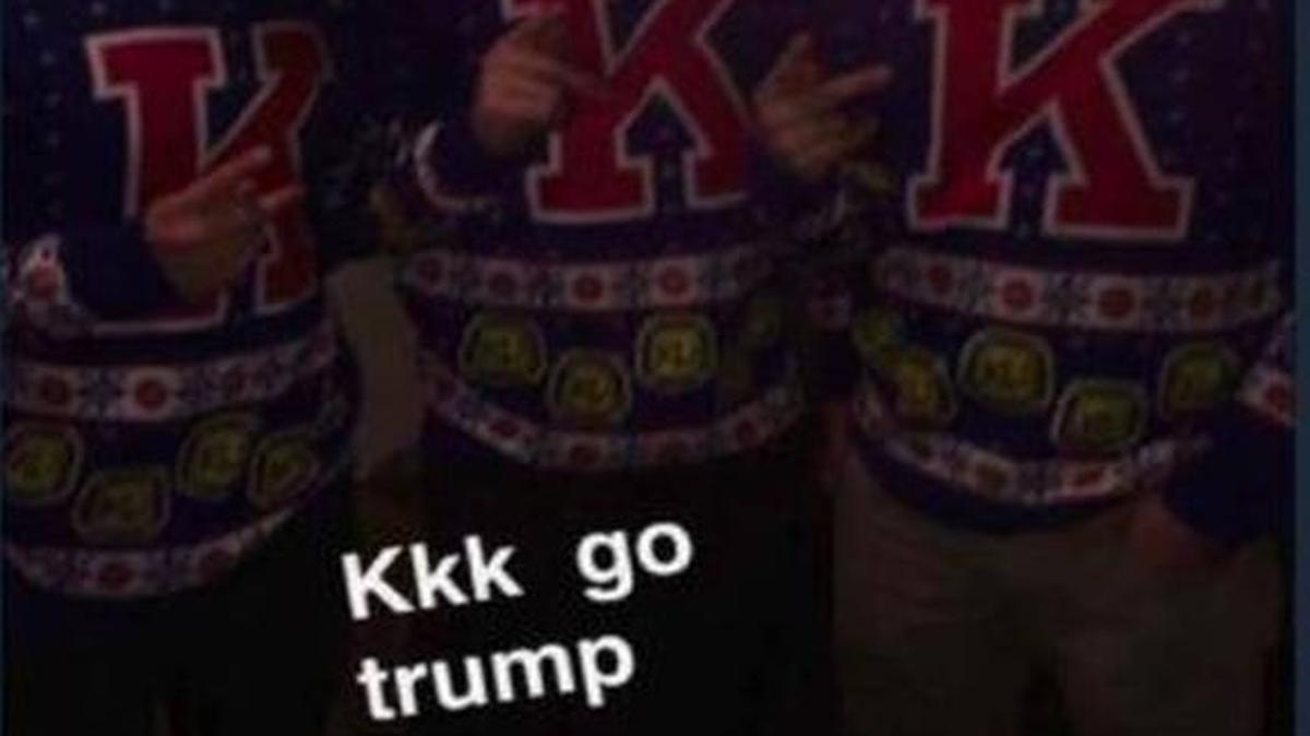 This screenshot, published by Twitter user @rachel_rovaris, was taken from the Snapchat of KU cheerleader Lili Gagin. Gagin, who was suspended from the cheerleading squad and later resigned her position, denied posting the photo in a message on her Twitter account.