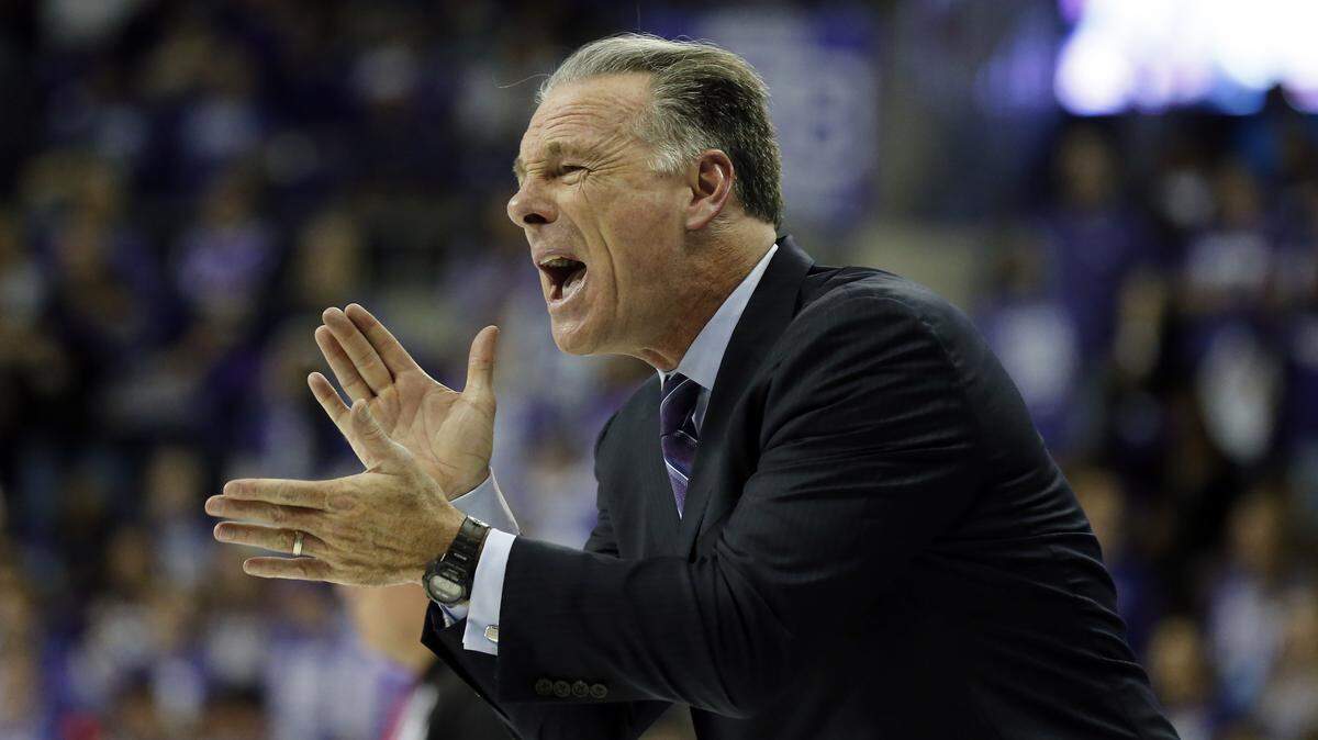 TCU head coach Jamie Dixon encourages his team during the second half of an NCAA college basketball game against Texas Tech in Fort Worth, Texas, Tuesday, Jan. 21, 2020.