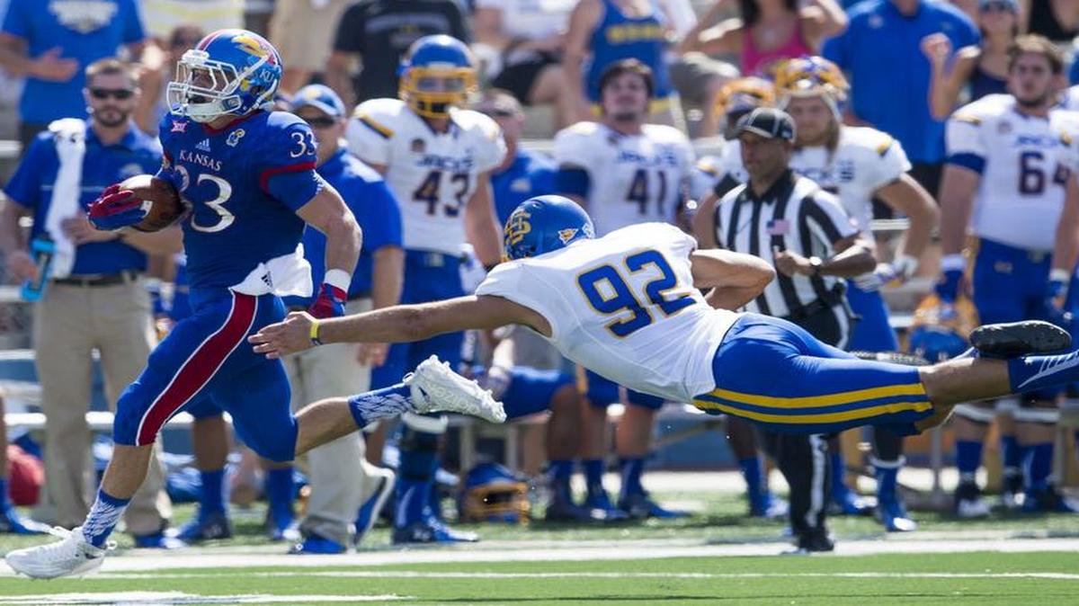 
Ryan Schadler scored KU’s first touchdown of the season on a 91-yard kickoff return Saturday.

