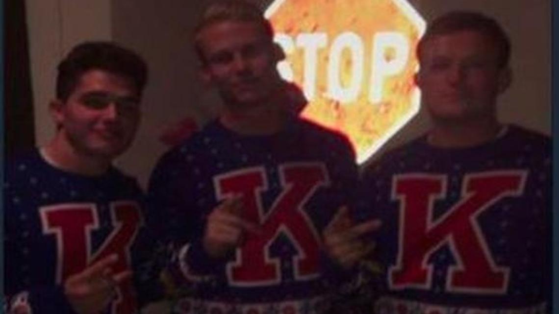 This screenshot, published by Twitter user @rachel_rovaris, was taken from the Snapchat of KU cheerleader Lili Gagin. Gagin, who has been suspended from the cheerleading squad, denied posting the photo in a message on her Twitter account.