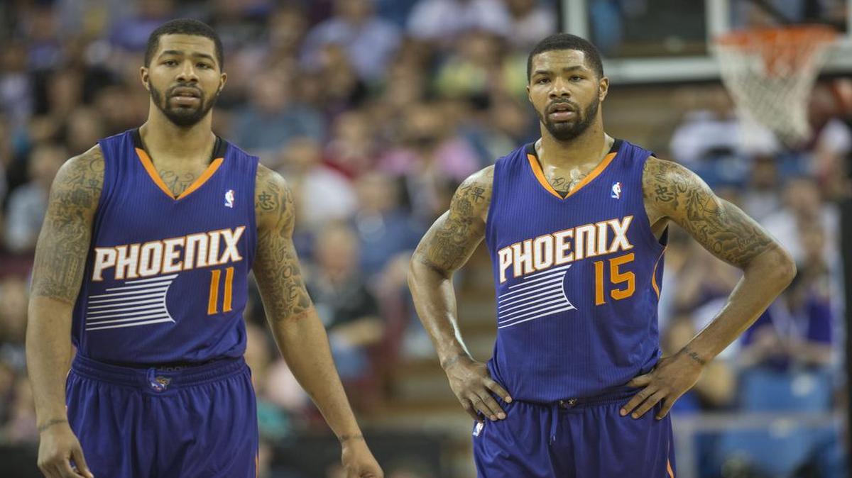 Before going on to the Washington Wizards and Detroit Pistons respectively, twin brothers Markieff Morris (left) and Marcus Morris played together for the Phoenix Suns. They also played in college together at Kansas.