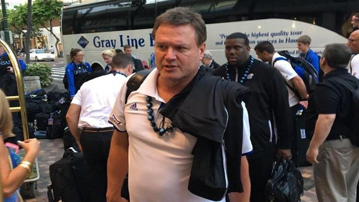 Bill Self and the KU basketball team arrived in Hawaii.