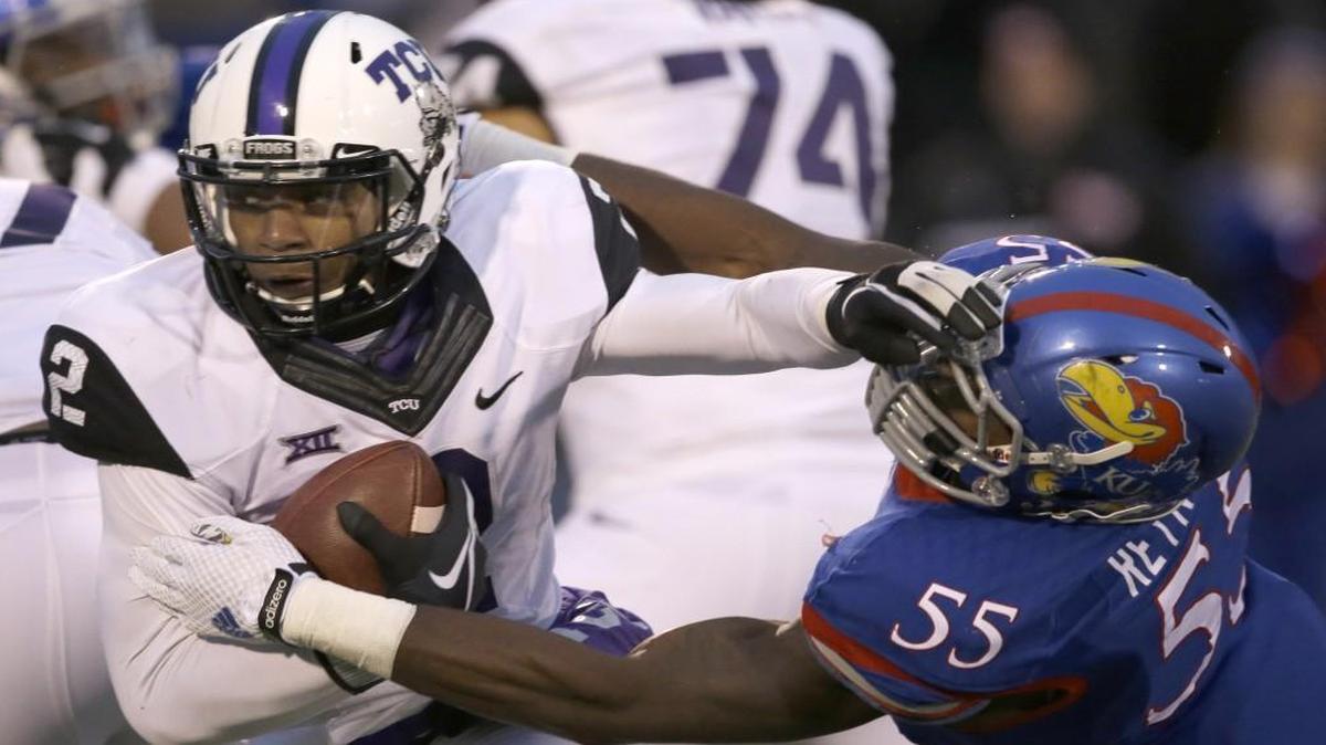 TCU quarterback Trevone Boykin barely escaped an upset bid by Kansas a year ago. They face each other again Saturday.