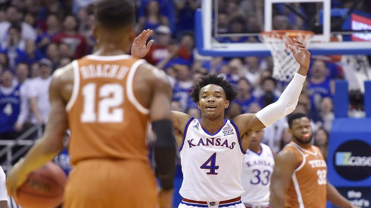 KU’s Devonté Graham gestured to the crowd during a game against Texas earlier this season at Allen Fieldhouse.