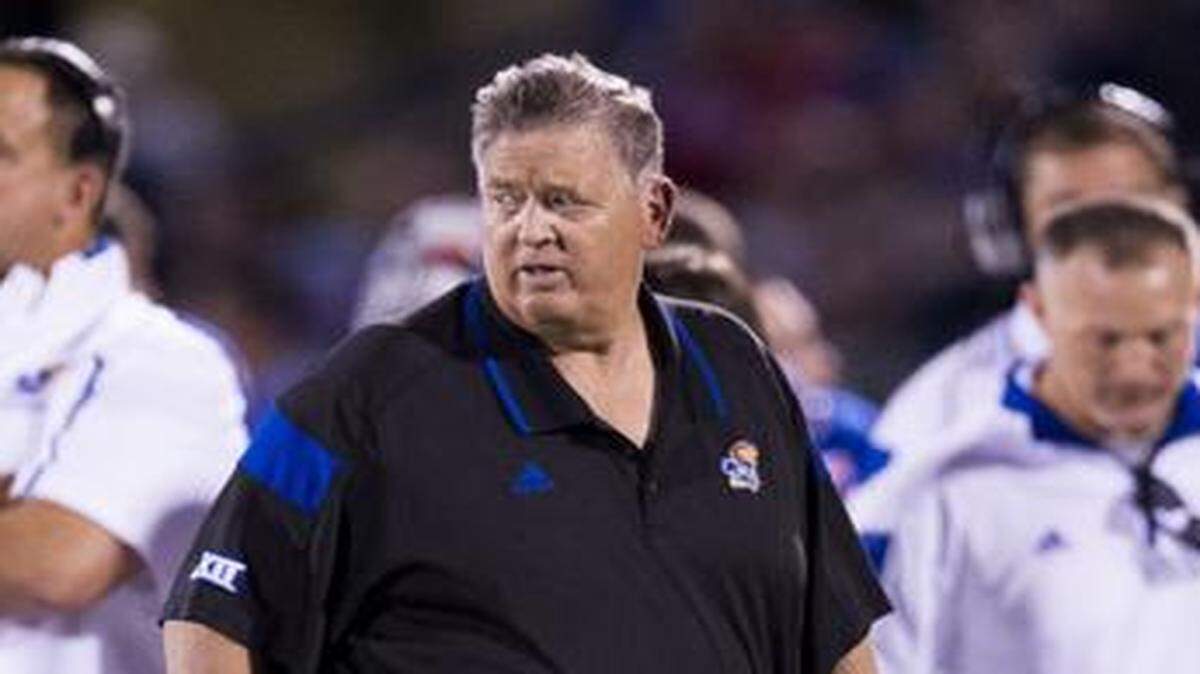 
Kansas Jayhawks head coach Charlie Weis walked the sidelines during last Saturday’s game.

