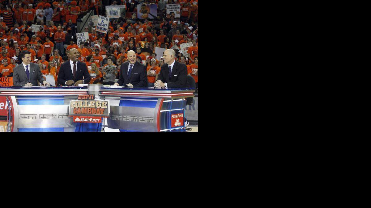 
Rece Davis (from left), Jay Williams, Seth Greenberg and Jay Bilas are part of the ESPN College GameDay crew.

