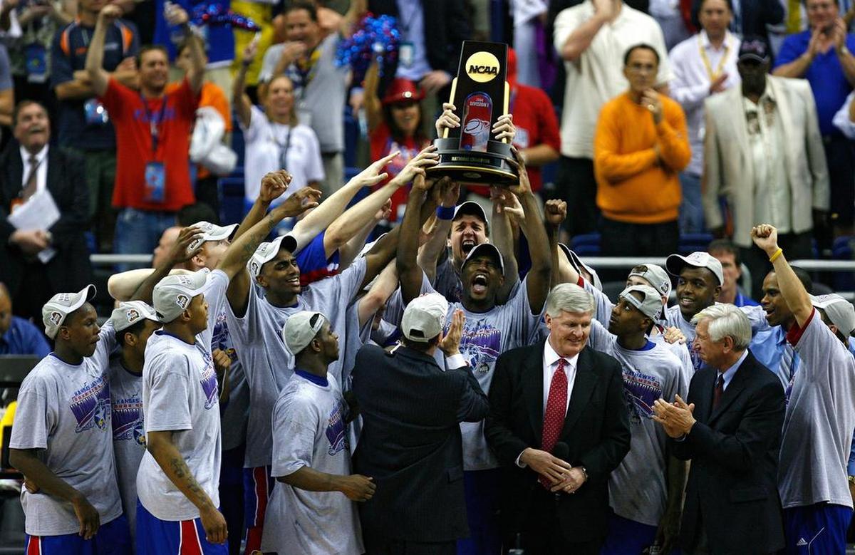 The Big 12 Conference title was more of a footnote when the Jayhawks’ season ended in 2008. The team not only got to hoist the conference title trophy, but the tournament title trophy and eventually the NCAA championship trophy when they beat Memphis for the title in San Antonio.