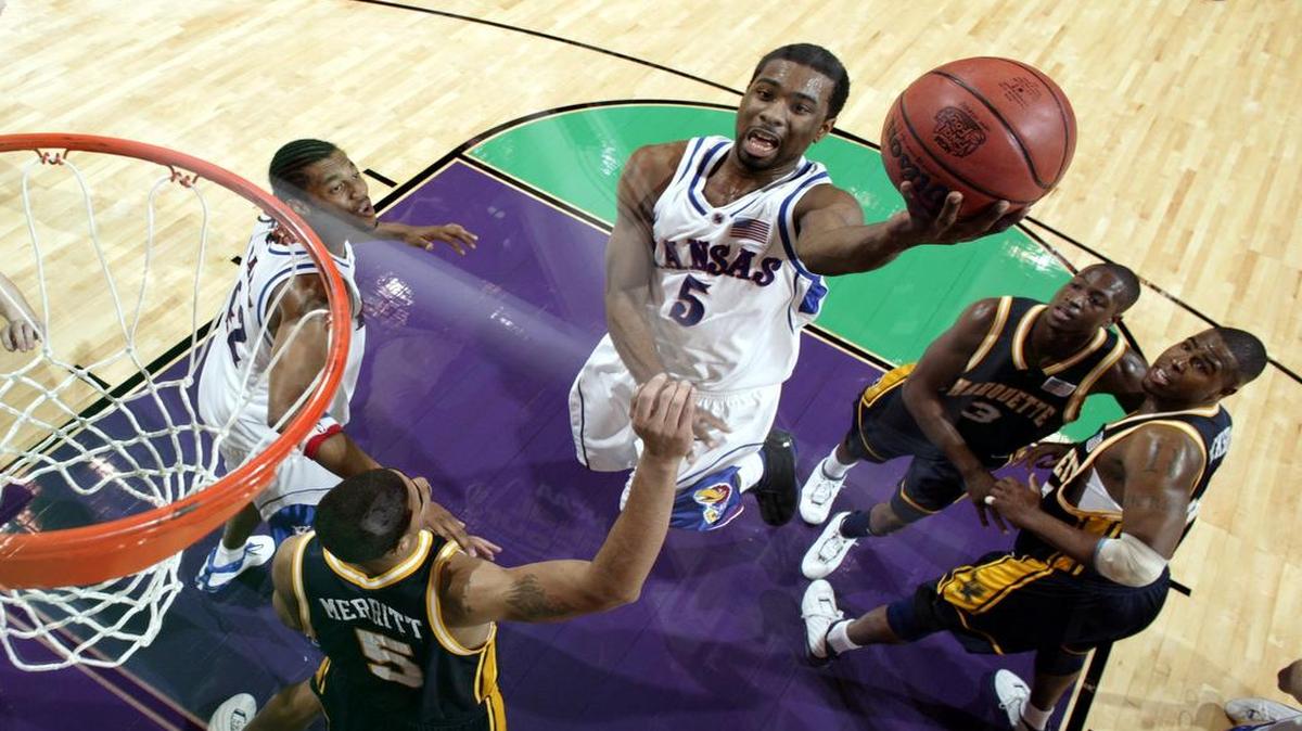 Kansas guard Keith Langford (5) was chosen to the all-Final Four team in 2003.