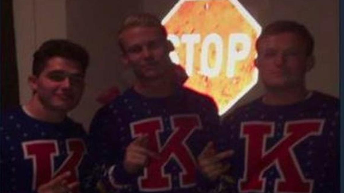 This screenshot, published by Twitter user @rachel_rovaris, was taken from the Snapchat of KU cheerleader Lili Gagin. Gagin, who has been suspended from the cheerleading squad, denied posting the photo in a message on her Twitter account.