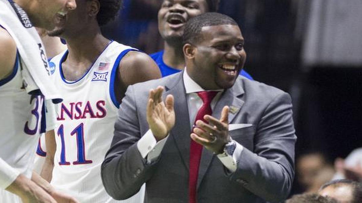 Jerrance Howard (clapping) has been on Bill Self’s coaching staff at Kansas since 2013.
