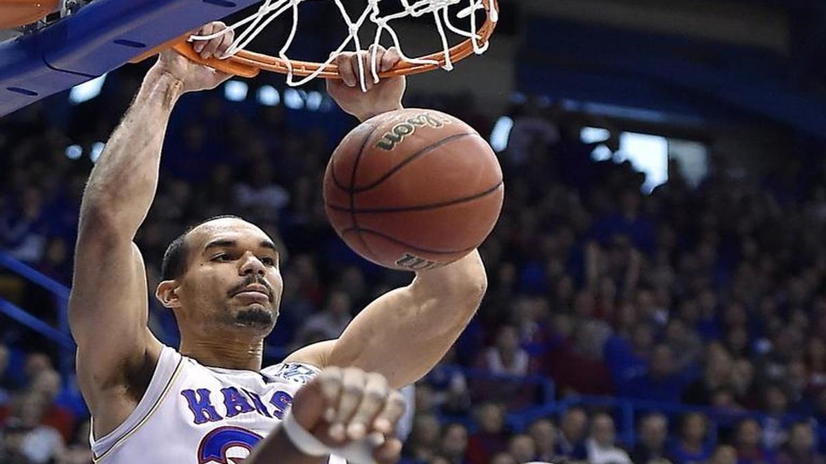 
Perry Ellis slammed home an alley-oop dunk over Texas’ Prince Ibeh last season at Allen Fieldhouse.
