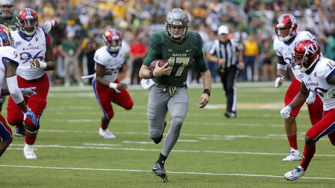 Former Baylor quarterback Seth Russell ran through the KU defense during the Bears’ 49-7 victory last season in Waco, Texas.