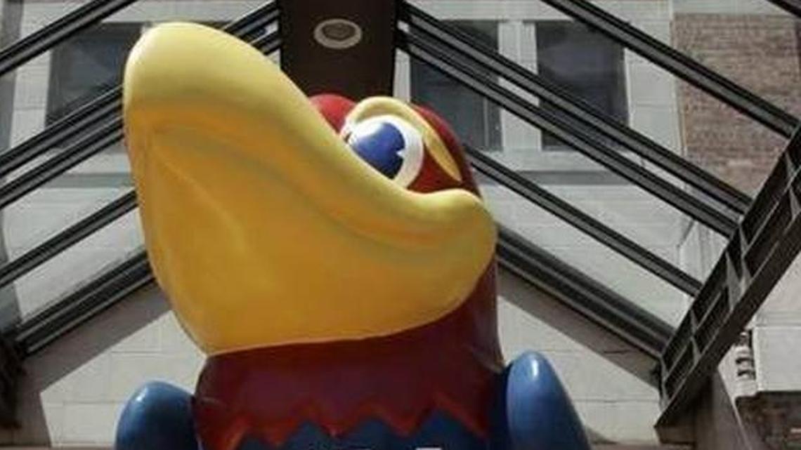 The Jayhawk in front KU Memorial Union