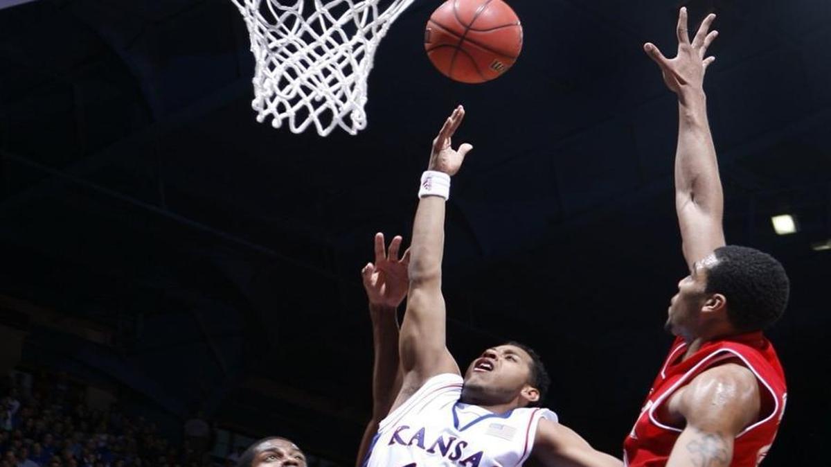 KU’s Jeremy Case drove for a basket during a game against Miami of Ohio in 2007.