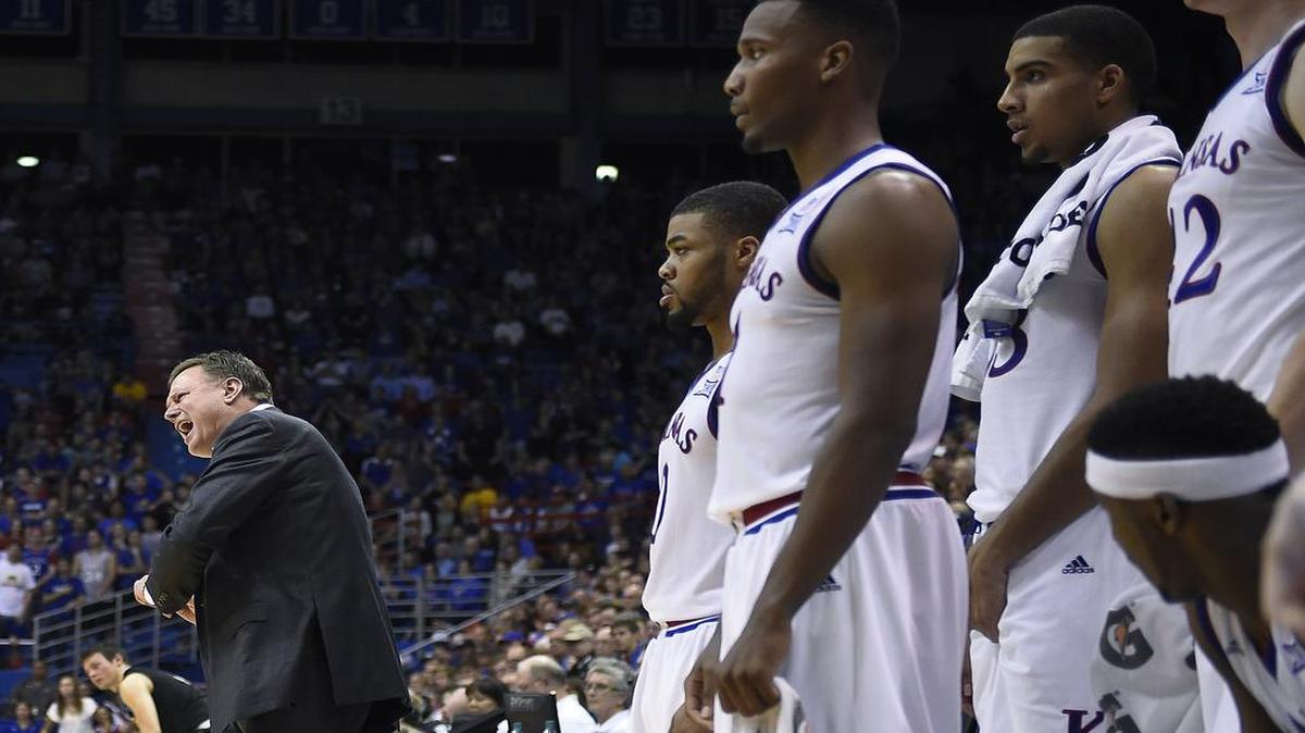 Kansas coach Bill Self and his players.