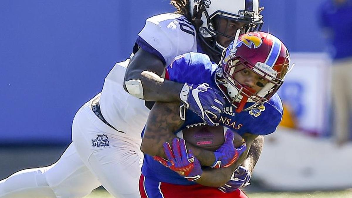 Kansas’ LaQuvionte Gonzalez has had trouble holding onto the ball on punt returns.