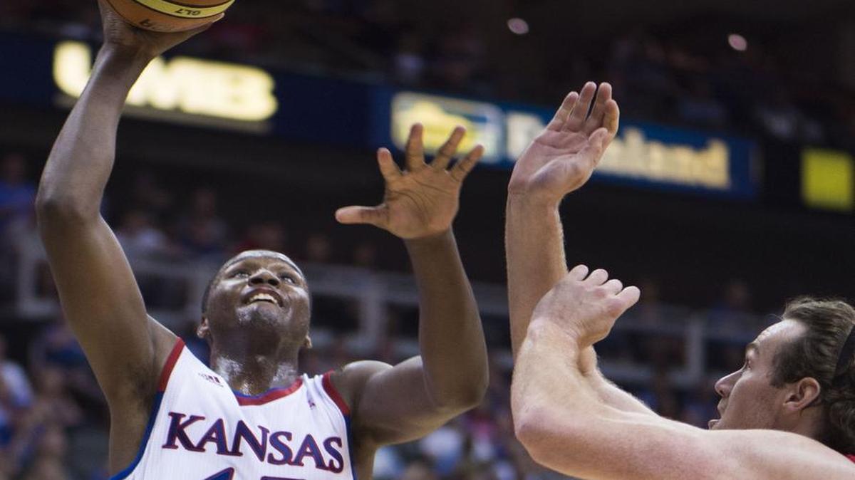 
Carlton Bragg (left) suffered a broken nose while practicing with the Kansas basketball team in preparation for the World University Games.

