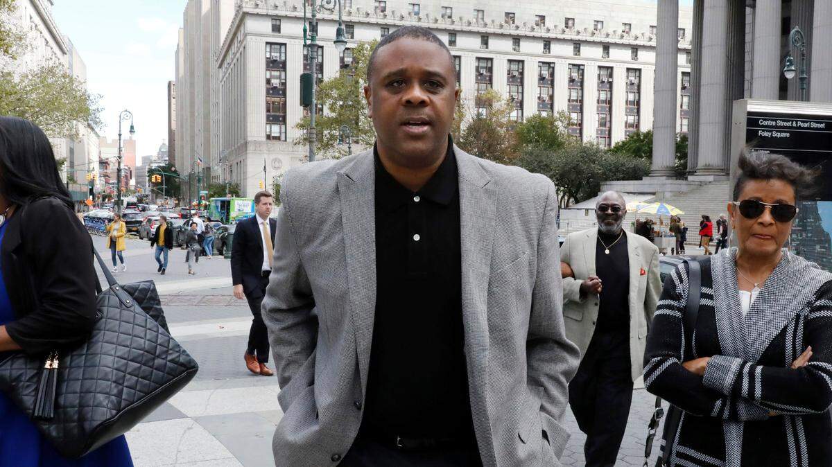Former amateur basketball league director Merl Code leaves federal court after sentencing, Friday, Oct. 4, 2019, in New York. Code was sentenced to three months in prison for his role in a college basketball bribery scheme that focused on NBA-bound athletes.