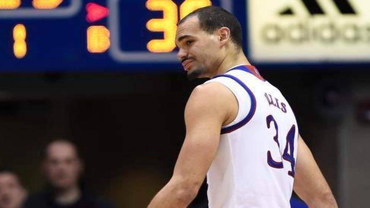 
KU's Perry Ellis walks off the court after being injured late in the first half of Tuesday night's game at Allen Fieldhouse.

