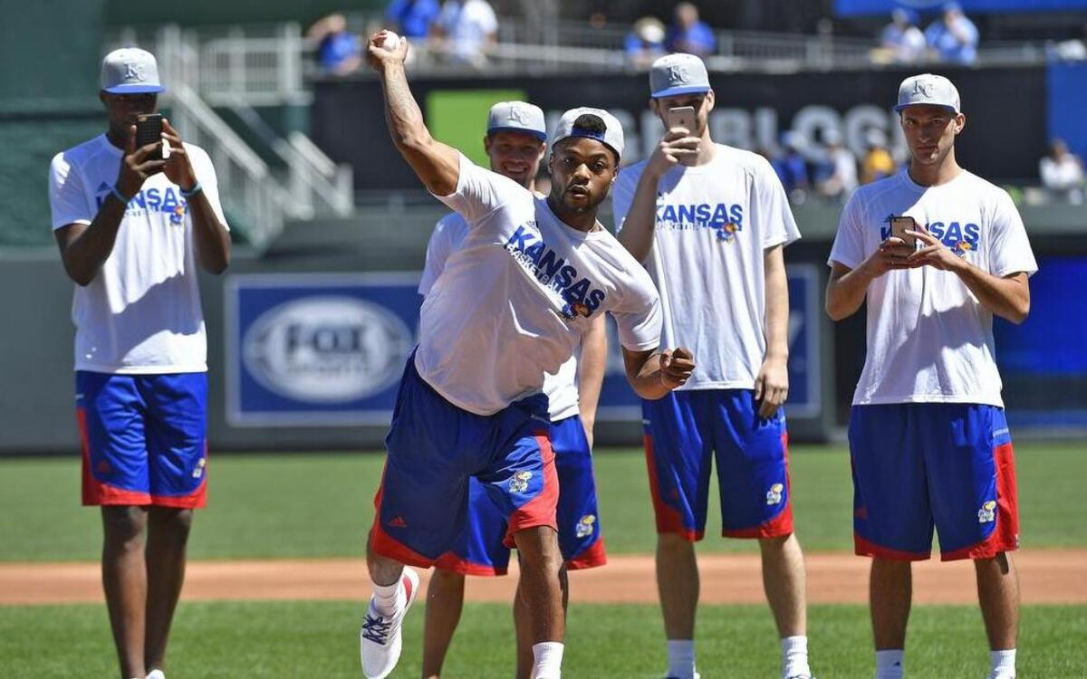 Frank Mason threw out the ceremonial first pitch last season on August 21, 2016 at Kauffman Stadium before a Roayls’ game against the Twins.
