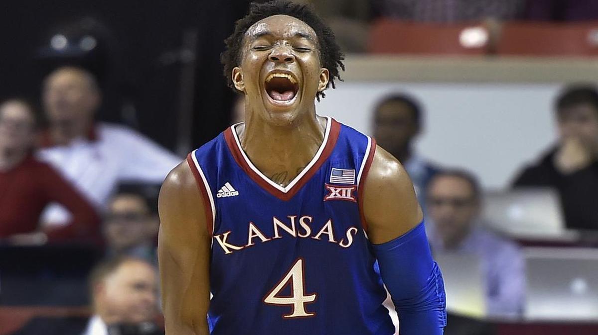 KU's Devonte' Graham was all smiles after scoring a game-high 27 points in the Jayhawks 76-72 win over Oklahoma Saturday in Norman.