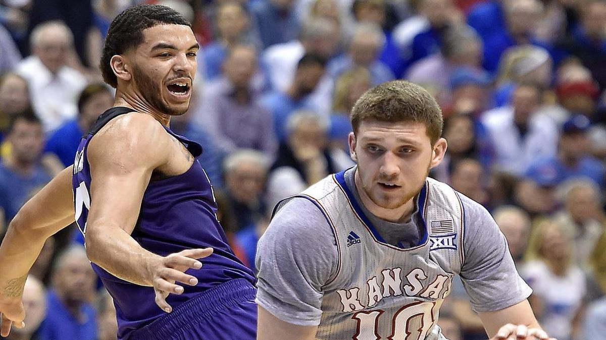 KU’s Svi Mykhailiuk drove past a TCU player during a game earlier this season at Allen Fieldhouse.