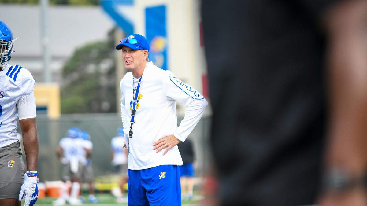Under second-year head coach Lance Leipold, pictured, the Kansas Jayhawks are 3-0 for the first time since 2009. Duke also is 3-0 under first-year coach Mike Elko, a former Texas A&M defensive coordinator.