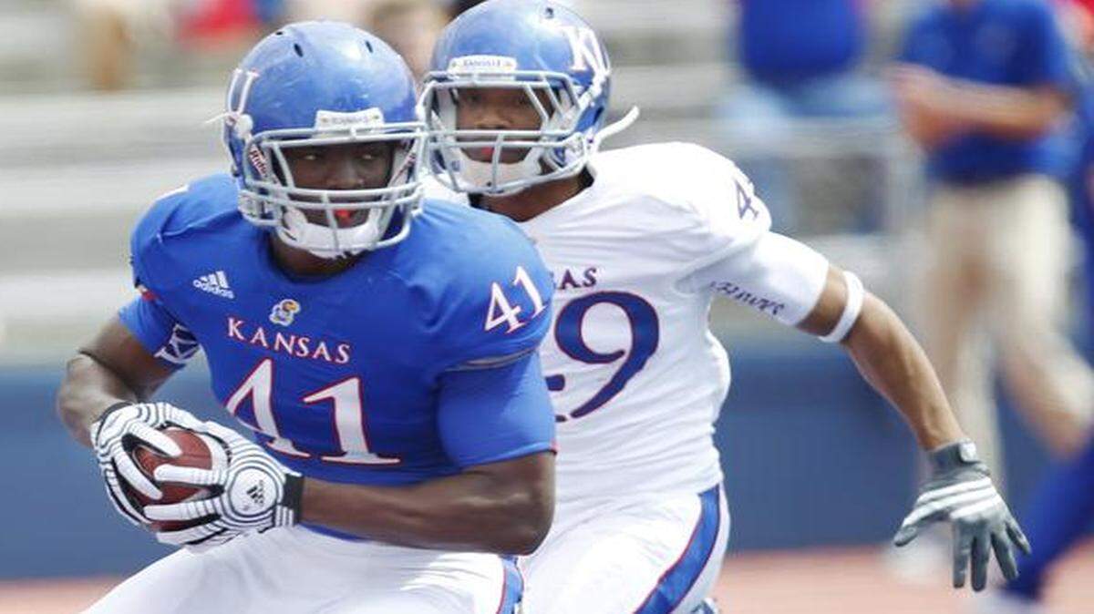
University of Kansas tight end Jimmay Mundine is a candidate for the Mackey Award, named for the former Syracuse tight end and awarded to the nation’s top tight end since 2000.
