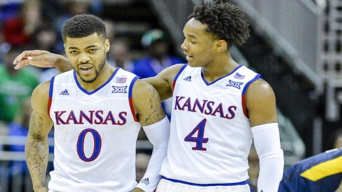 Kansas Jayhawks guards Frank Mason III (left) and Devonte Graham.