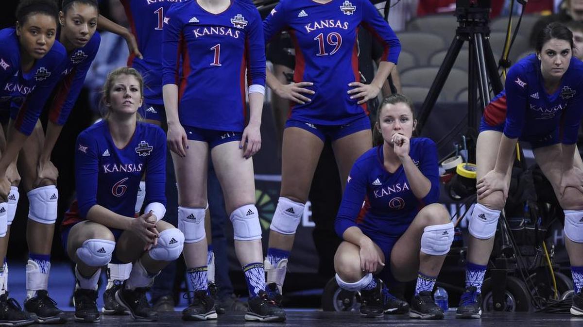 Nebraska ended KU's run in the NCAA tournament Thursday night, beating the Jayhawks 3-1 in the the NCAA national semifinal Thursday night in Omaha. The Jayhawk bench looked on as the match slipped away.