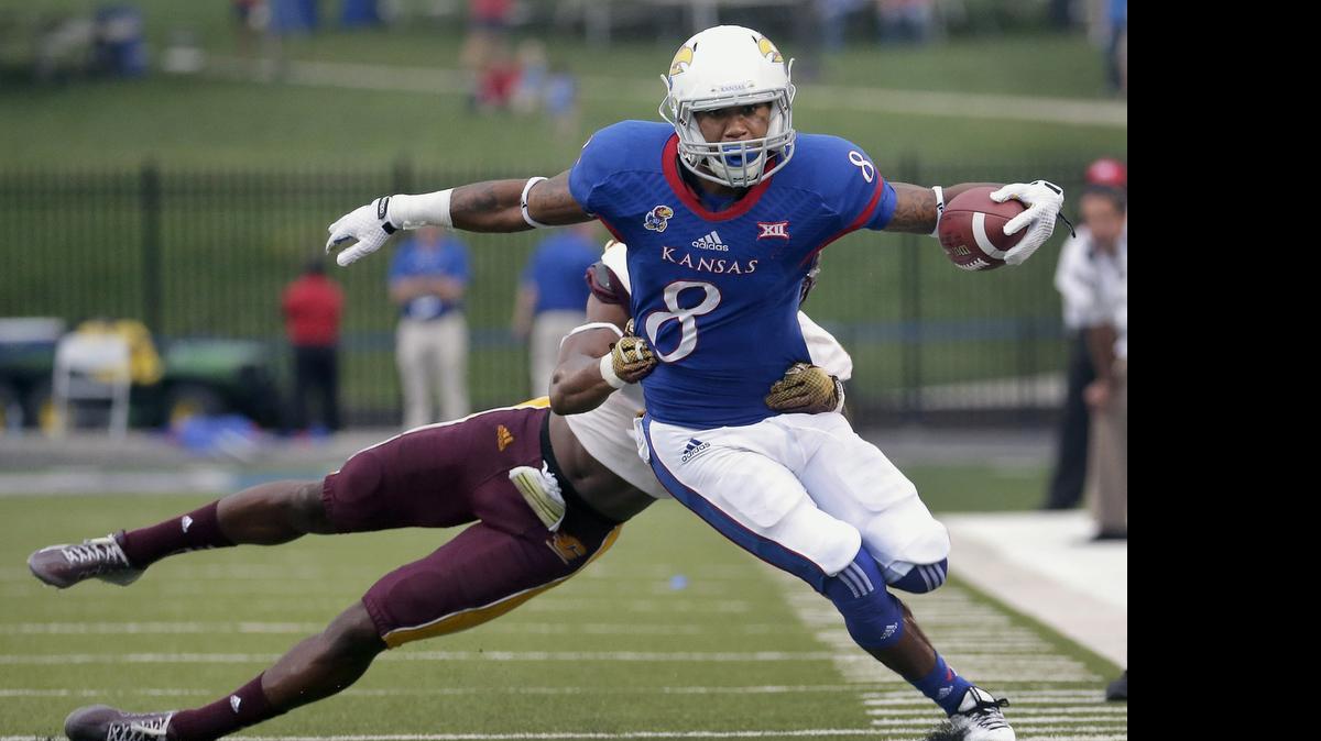 
Former Kansas wide receiver Nick Harwell (right) will be heading to rookie camp with the Dallas Cowboys.
