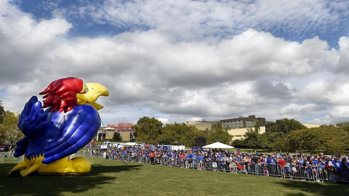 Thousands of KU fans lined up outside Allen Fieldhouse on Oct. 1, 2016 for Late Night in the Phog. Basketball recruit Immanuel Quickley attended the festivities that night on an unofficial visit.