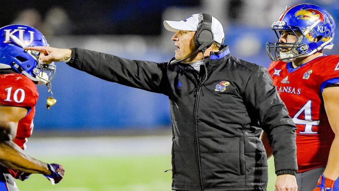 Kansas head coach David Beaty helped direct his team to big win over Texas on Saturday.