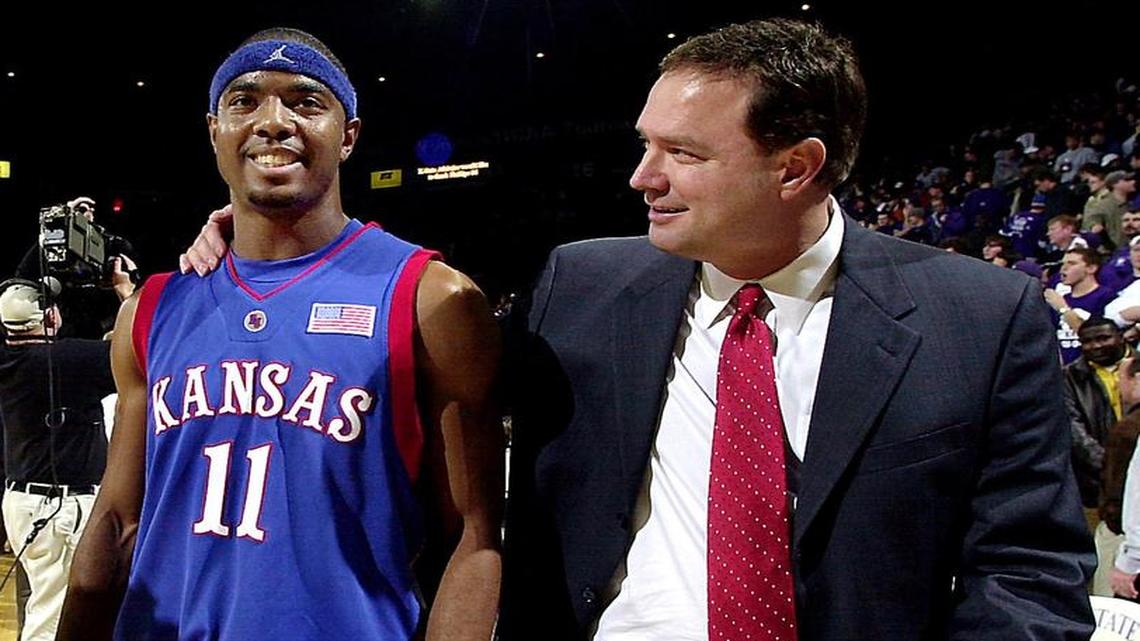
Former KU point guard Aaron Miles (left) and coach Bill Self will be reunited on the Jayhawks’ basketball staff this season.
