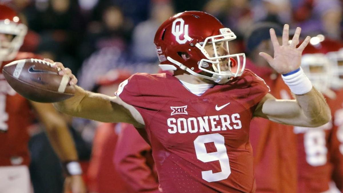 Quarterback Baker Mayfield led the Oklahoma Sooners in their game Saturday against TCU in Norman, Okla.