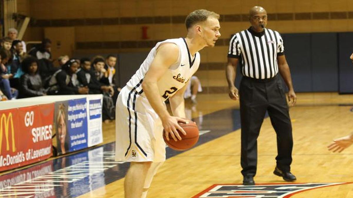 Grant Greenberg (left) of NAIA Division II Saint Mary has scored more career points than any men’s player at a college in Kansas.