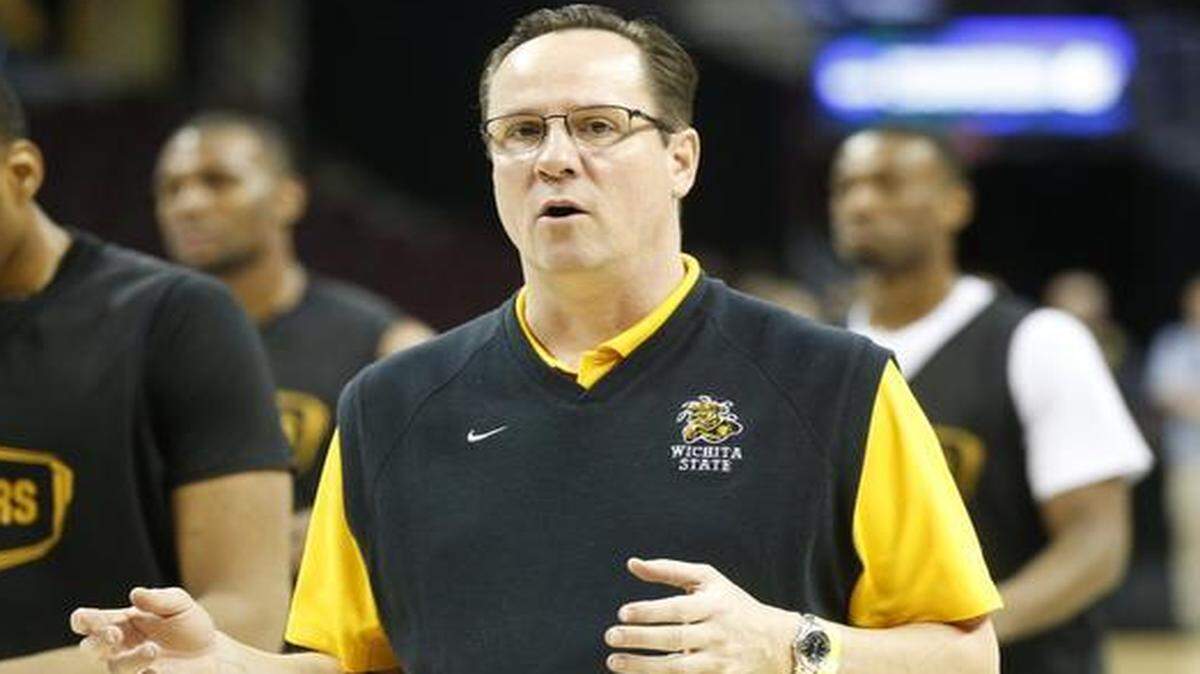 
Wichita State head coach Gregg Marshall works with his players during practice at QuickenLoans Arena in Cleveland last week. The Shockers lost in the Sweet 16 to Notre Dame. (March 25, 2015)
