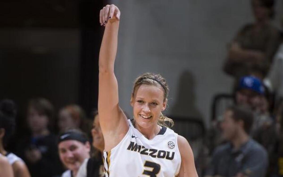 MU’s Sophie Cunningham celebrated a basket during the second half of a game against Mississippi State in January. Cunningham was picked for the preseason All-SEC first team, it was announced Thursday.