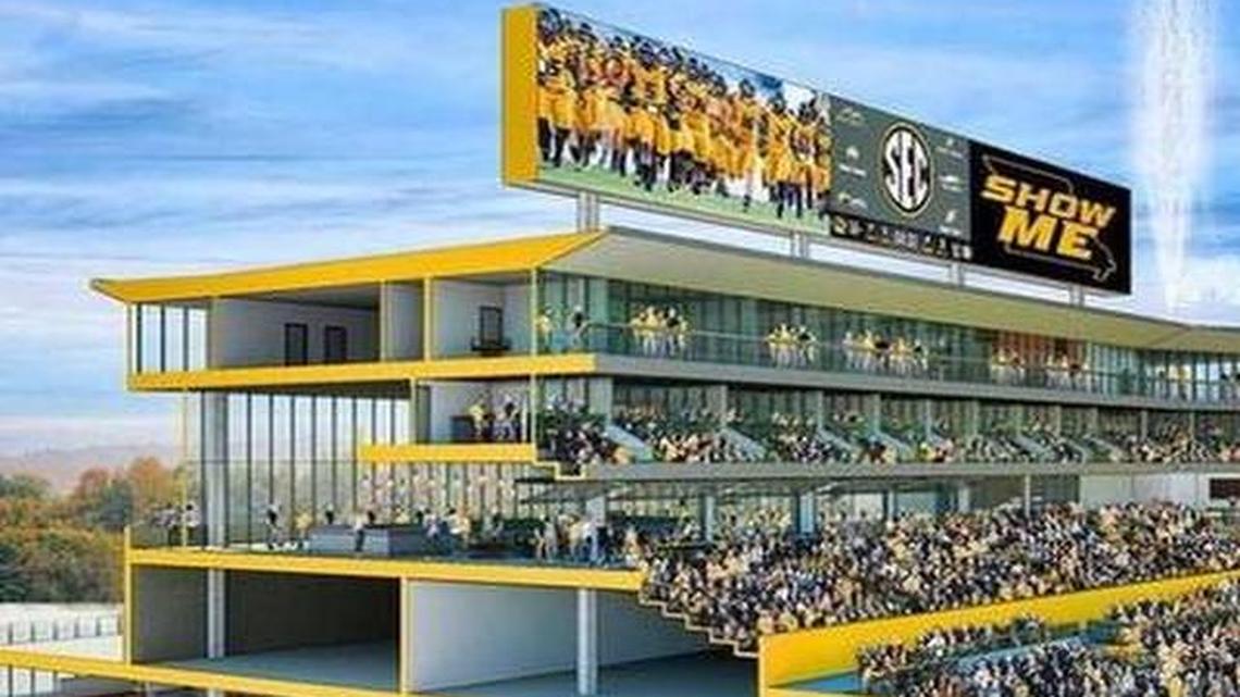 An artist’s rendering of the proposed football facility in the south end zone at Memorial Stadium.
