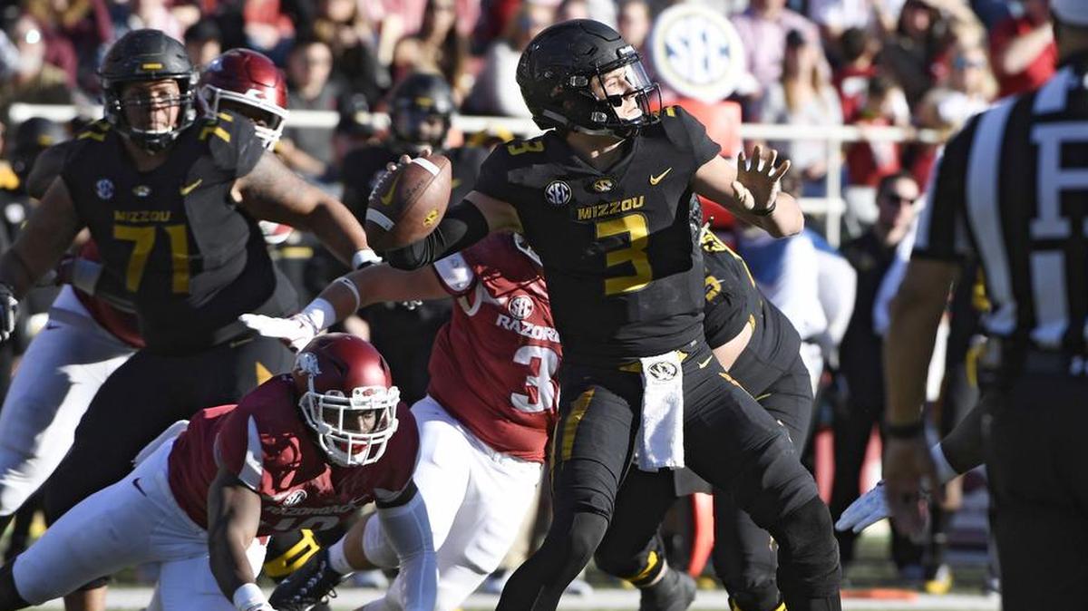 Missouri quarterback Drew Lock threw five touchdown passes against Arkansas on Friday, giving him 43 this season.