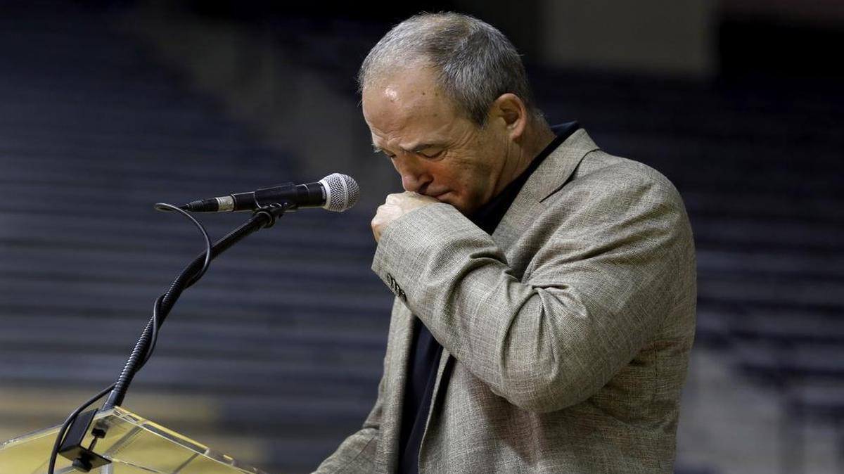 Missouri football coach Gary Pinkel paused during a news conference Monday.