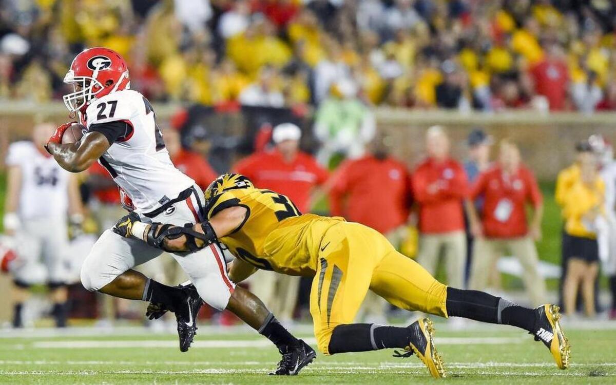 Missouri Tigers linebacker Michael Scherer (30) and his teammates will face a tall LSU receiving trio on Saturday.